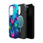 Vivid Glinting Neon Butterflies Neon Butterflies Premium Art Magsafe Magnet Tough IPhone 13 14 15 Pro Plus Max and Mini in Matte and Glossy Phone cases