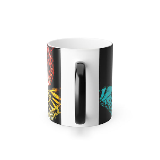 Neon Butterflies Beneath the Stardust. Neon Butterflies 11oz Color Morphing Mug