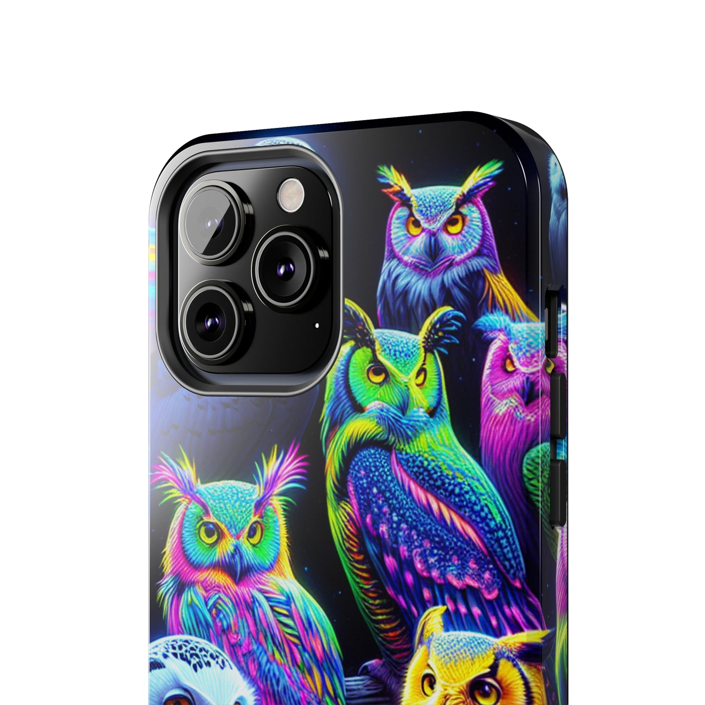 'Flock of Electric Flamses' NEON Owls Tough Phone Case
