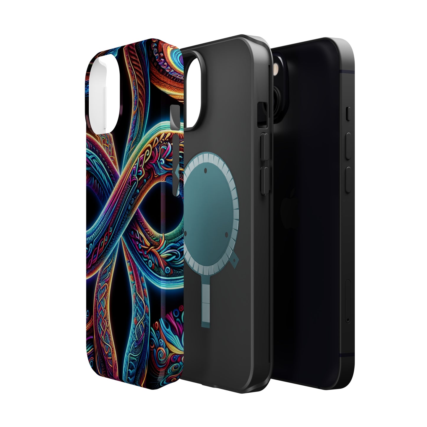 Vibrant Infinity Nocturne Neon Trippy Infinity Patterns Premium Art Magsafe Magnet Tough IPhone 13 14 15 Pro Plus Max and Mini in Matte and Glossy Phone cases