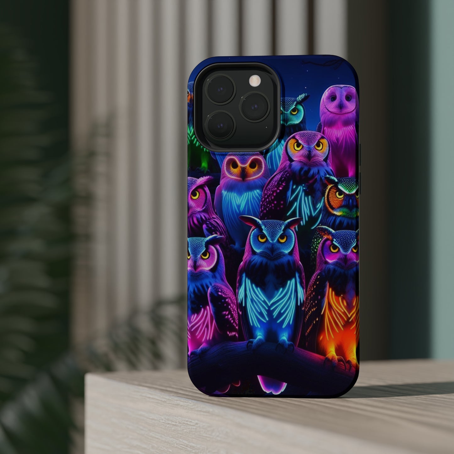 Neon Nocturne Owls. Neon Owls Premium Art Magsafe Magnet Tough IPhone 13 14 15 Pro Plus Max and Mini in Matte and Glossy Phone cases