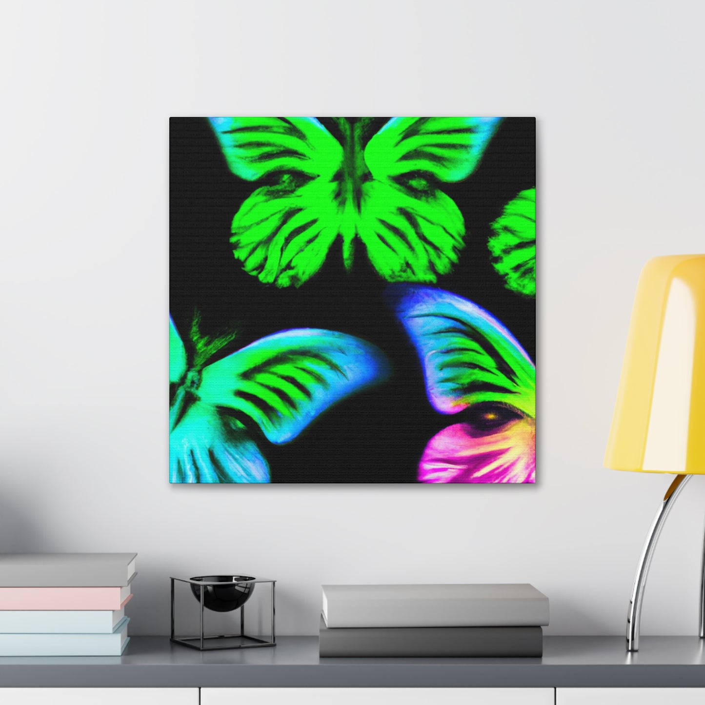 "Neon Dreamweavers". Neon Butterflies  Art Canvas