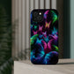 'Euphoria in Neon Flight' Neon Butterflies Premium Art Magsafe Magnet Tough IPhone 13 14 15 Pro Plus Max and Mini in Matte and Glossy Phone cases