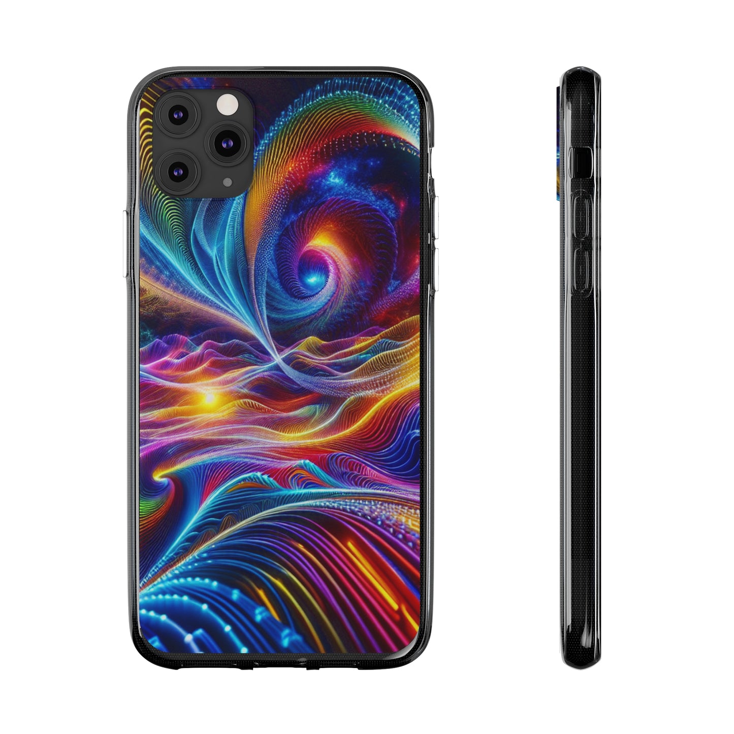 Neon Vortex. Infinity Patterns Art Polycarbonate Phone Case