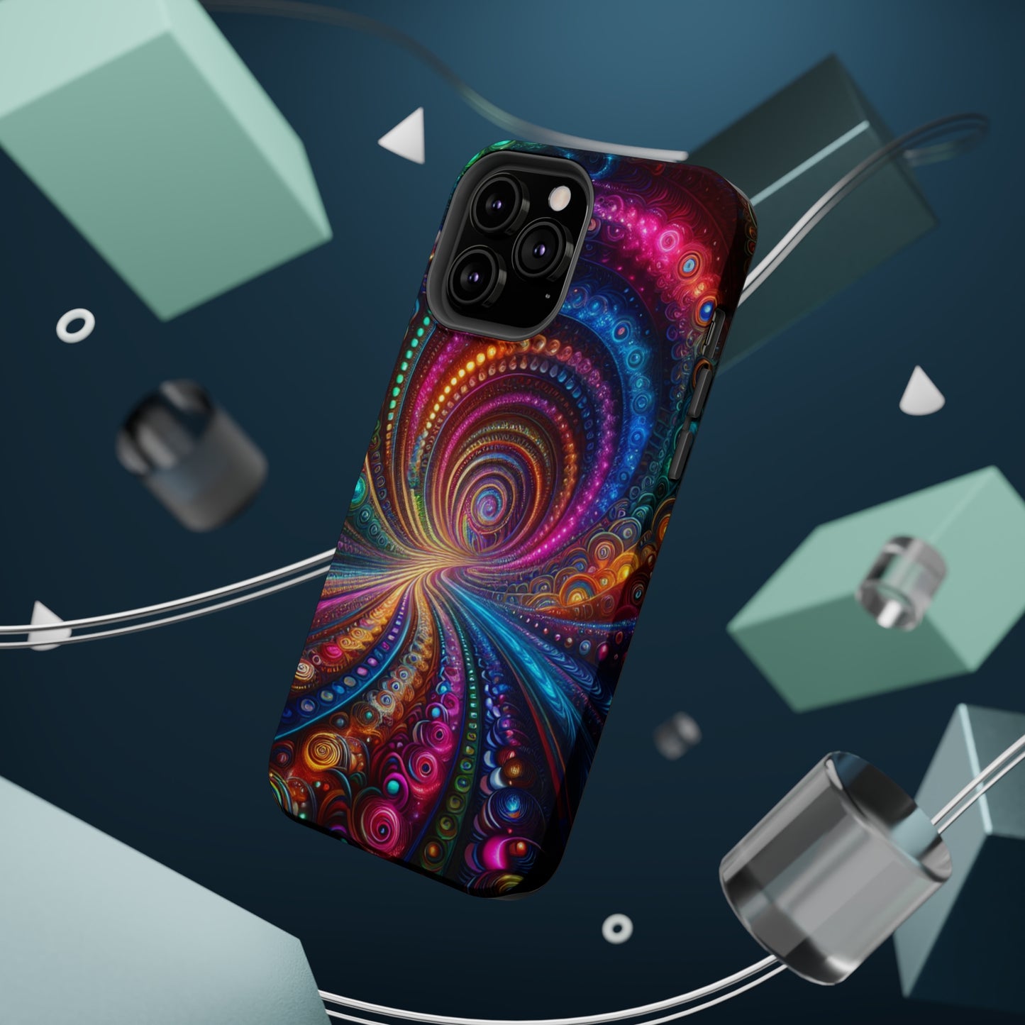 Neon Eternal Infinity Oasis. Neon Trippy Infinity Patterns Premium Art Magsafe Magnet Tough IPhone 13 14 15 Pro Plus Max and Mini in Matte and Glossy Phone cases
