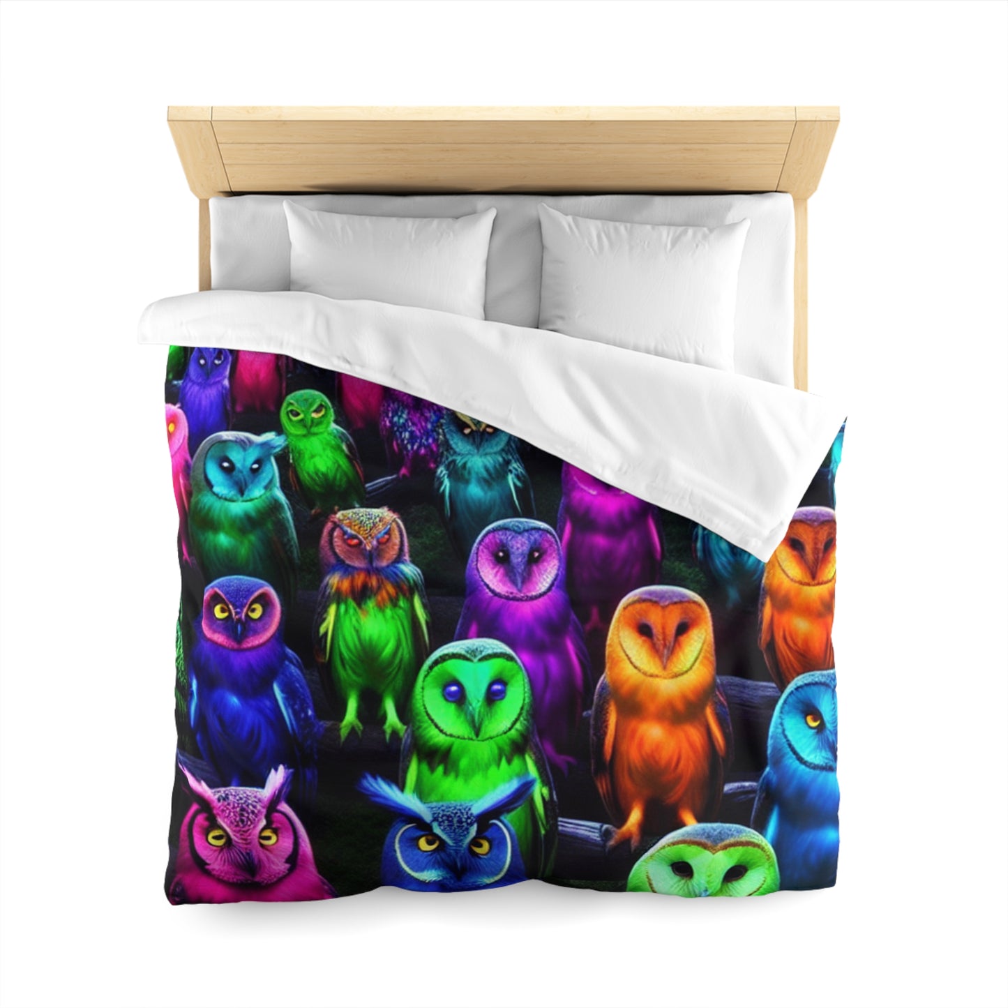 Florin da Vinci - NEON Owls Microfiber Duvet Cover