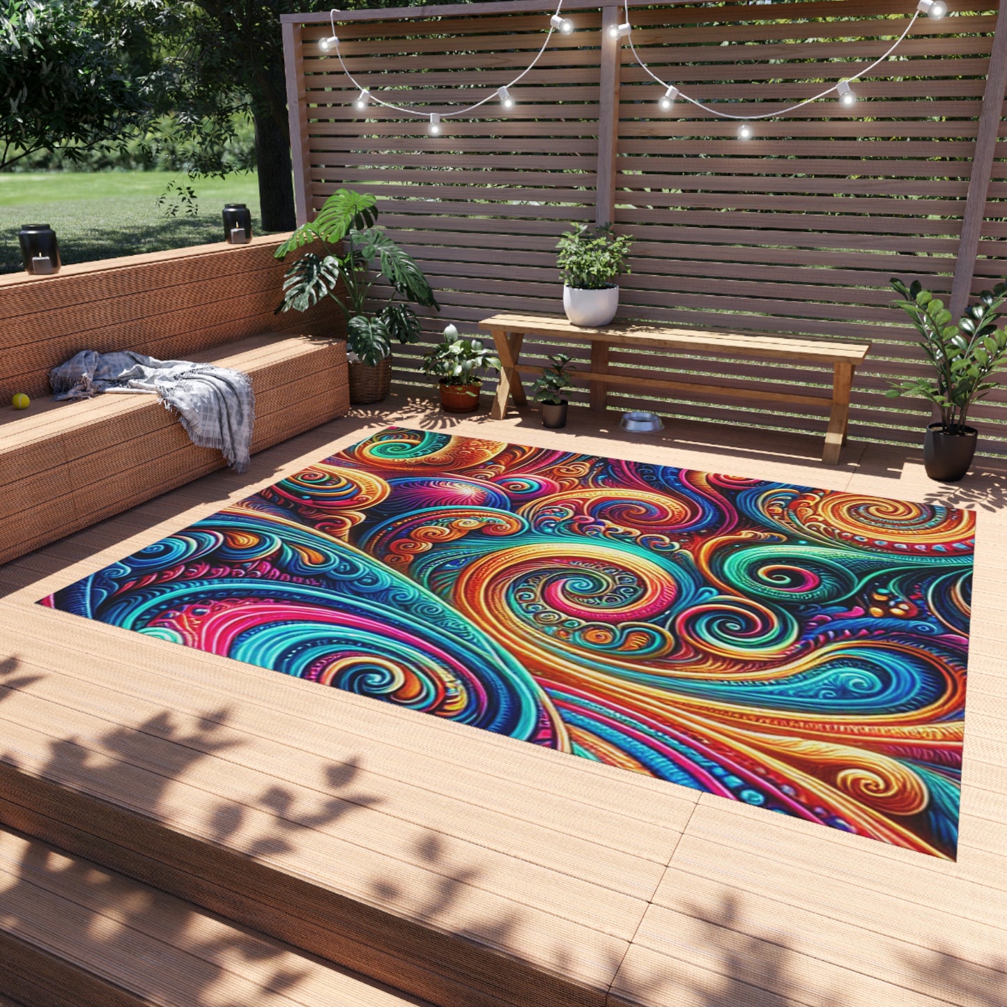Vibrancy of the Cosmos. Infinity Patterns Outdoor Rug