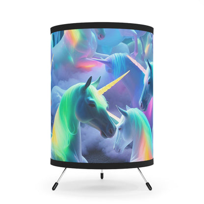 "Neon Splendor of the Unicorns" - NEON Unicorns Art Tripod Lamp