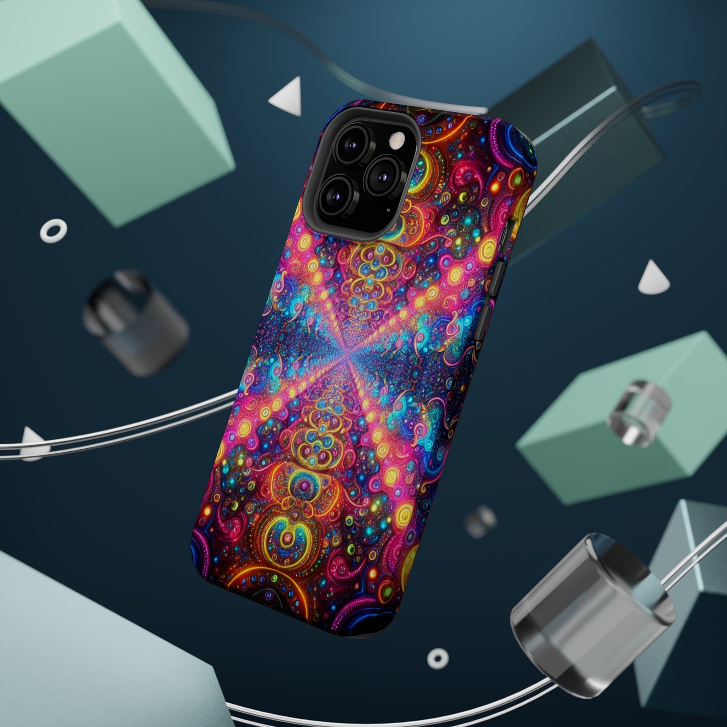 Neon Infinity Oasis Neon Trippy Infinity Patterns Premium Art Magsafe Magnet Tough IPhone 13 14 15 Pro Plus Max and Mini in Matte and Glossy Phone cases