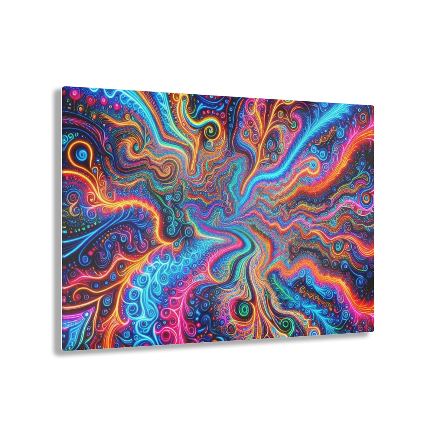 Vivacious Vortex of Neon Infinity. Trippy infity Pattern 1/4" Glossy Acrylic Art