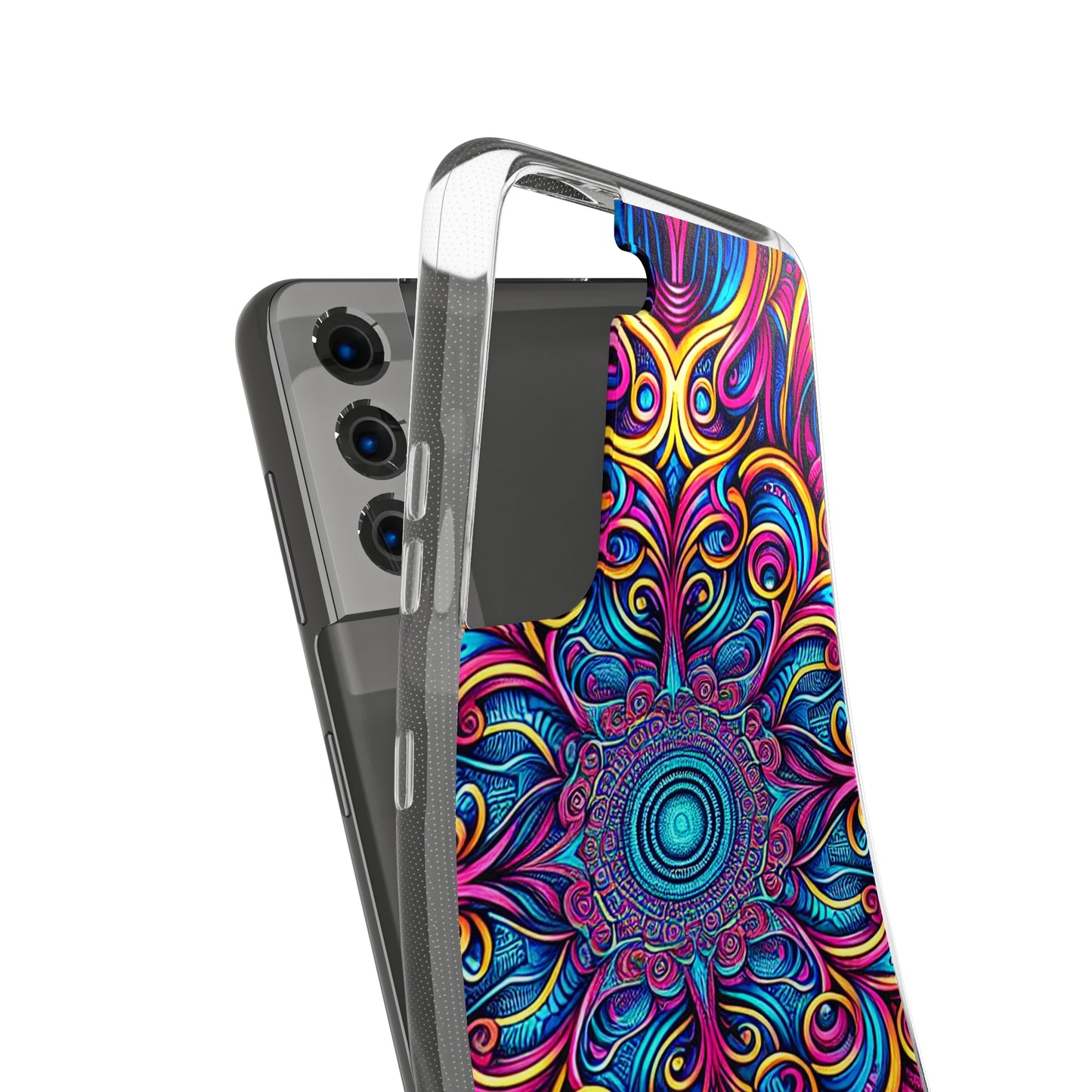 "Fantasia of Fluorescence" Infinity Patterns Art Polycarbonate Phone Case Samsung Galaxy s21 s22 Google Pixel 6 Iphone 11 12 13 14 Pro Max Mini Plus