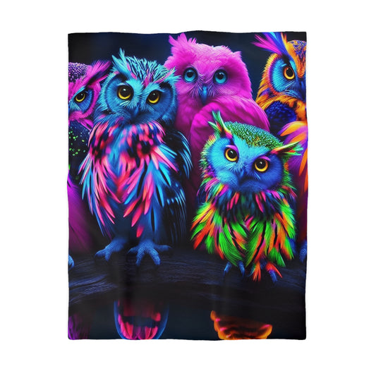 José da Rocha. - NEON Owls Microfiber Duvet Cover