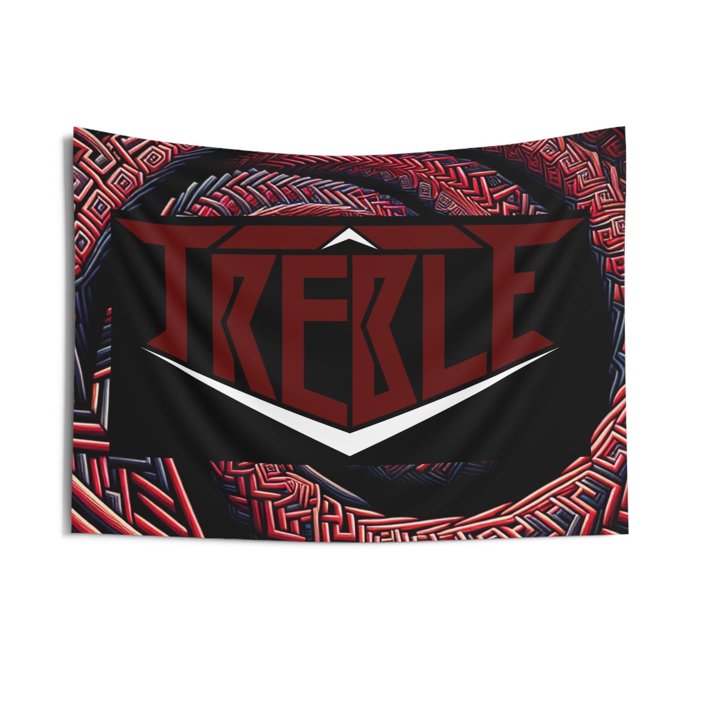 Treble "Aethereal Dreams in Wine and Trippy Darkness" Red & Black Infinity Patterns Art Tapestry