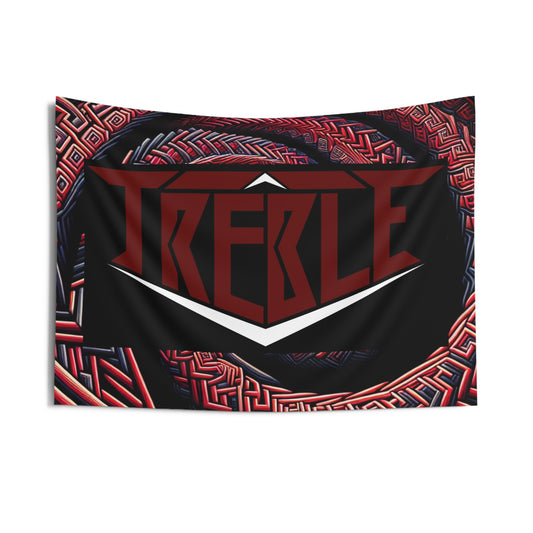 Treble "Aethereal Dreams in Wine and Trippy Darkness" Red & Black Infinity Patterns Art Tapestry