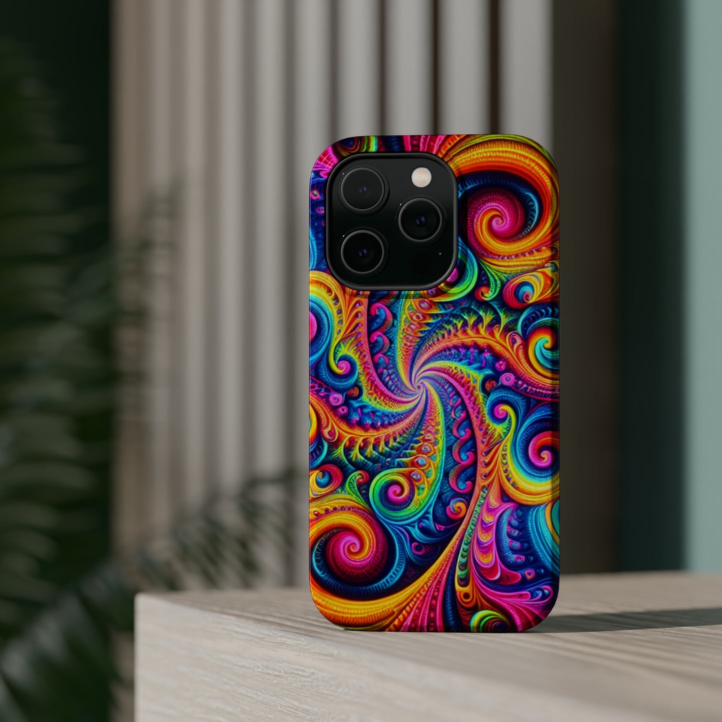 Trip-Infinite Radiance Neon Trippy Infinity Patterns Premium Art Magsafe Magnet Tough IPhone 13 14 15 Pro Plus Max and Mini in Matte and Glossy Phone cases
