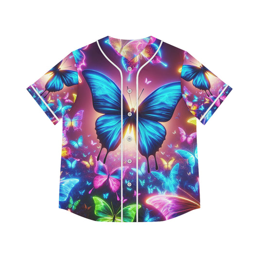Vivid Neon Butterfly Dreamscape Neon Butterflies Womans Jersey