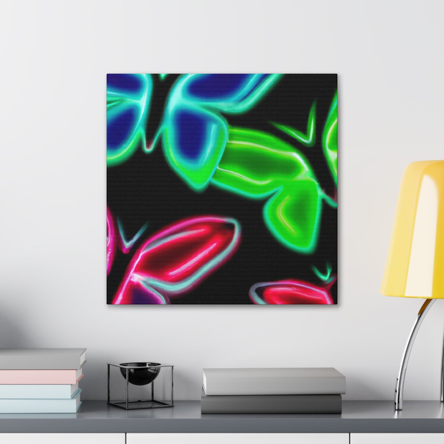 Neon Butterflies Cascade. Neon Butterflies  Art Canvas