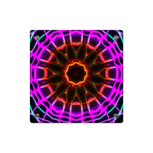 Neon Infinity Reverie. Trippy Infinity Patterns Acrylic Art Panel
