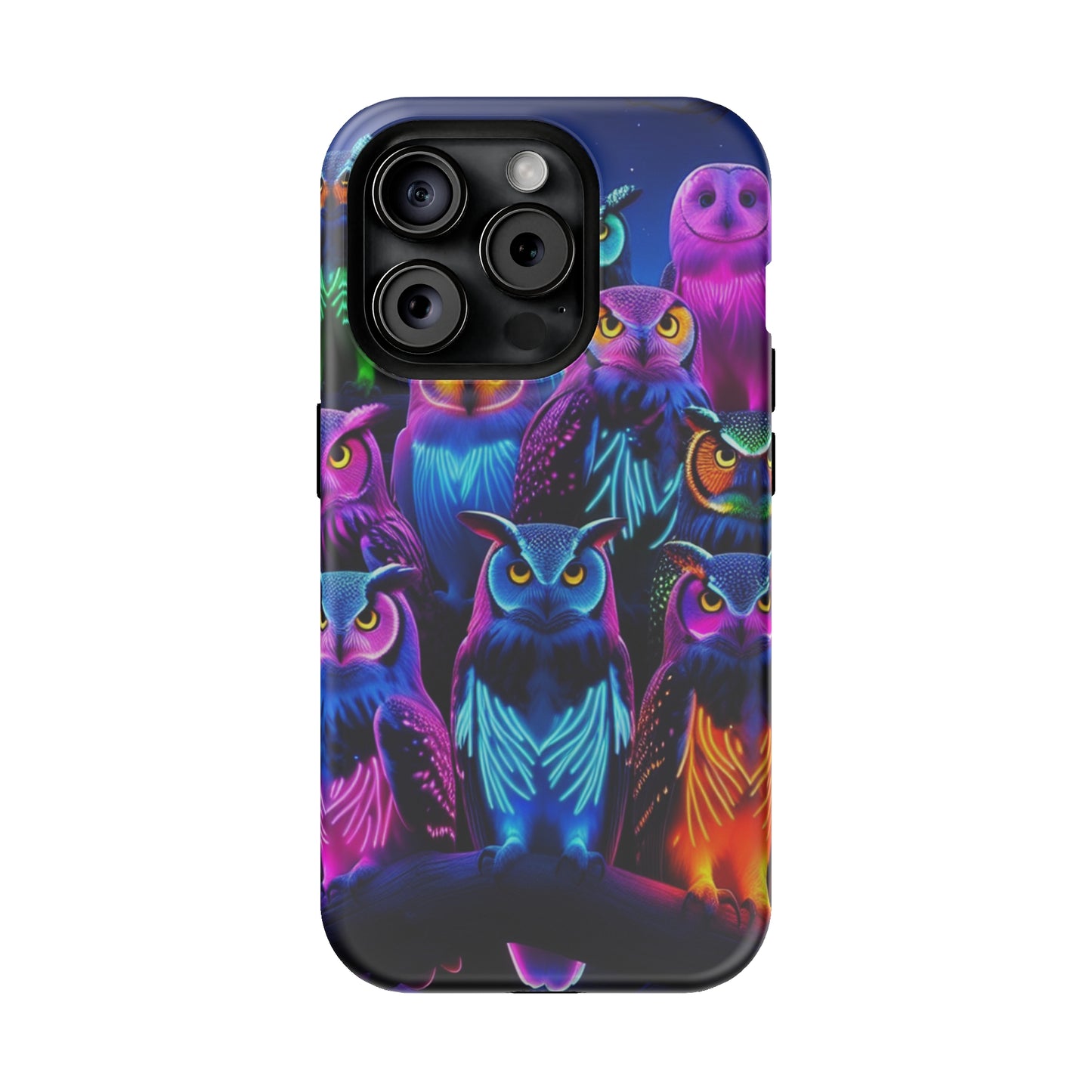 Neon Nocturne Owls. Neon Owls Premium Art Magsafe Magnet Tough IPhone 13 14 15 Pro Plus Max and Mini in Matte and Glossy Phone cases