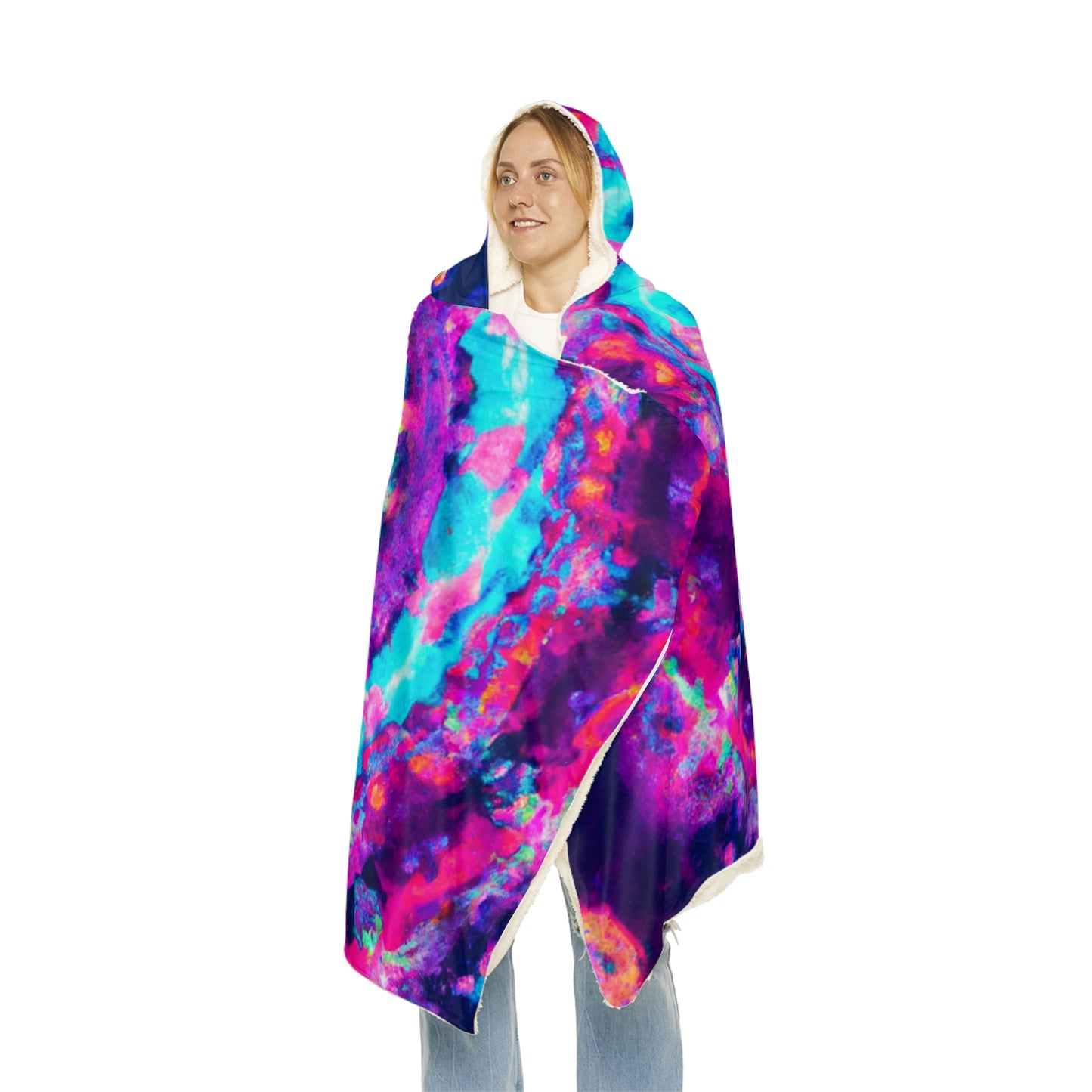 Neon Infinity Splendor - NEON Infinity Patterns Art Hooded Snuggle Blanket
