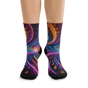 TDB "Galactic Fractal Vision" Trippy Recycled Poly Socks