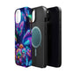 Neon Ecstasy. Neon Butterflies and Mushrooms Premium Art Magsafe Magnet Tough IPhone 13 14 15 Pro Plus Max and Mini in Matte and Glossy Phone cases