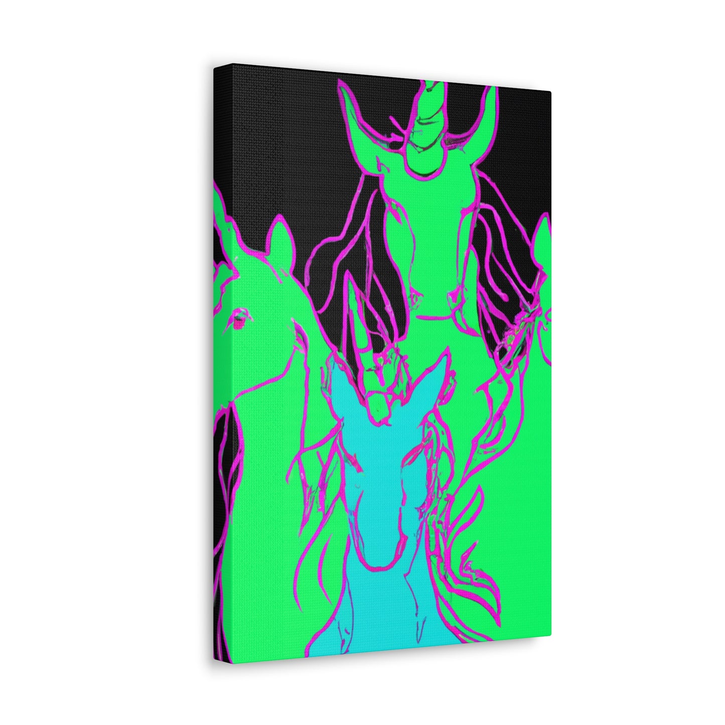 "Fantasy of Neon Lights" NEON Unicorns Art Canvas