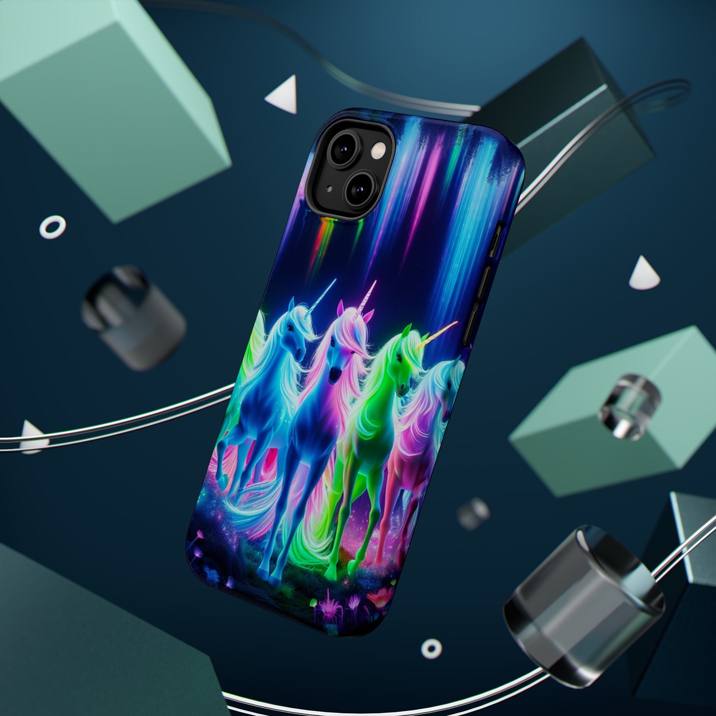 Neon Unicorn Pods. Neon Unicorns Premium Art Magsafe Magnet Tough IPhone 13 14 15 Pro Plus Max and Mini in Matte and Glossy Phone cases
