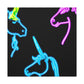 Vibrant Neon Fantasy NEON Unicorns Art Canvas
