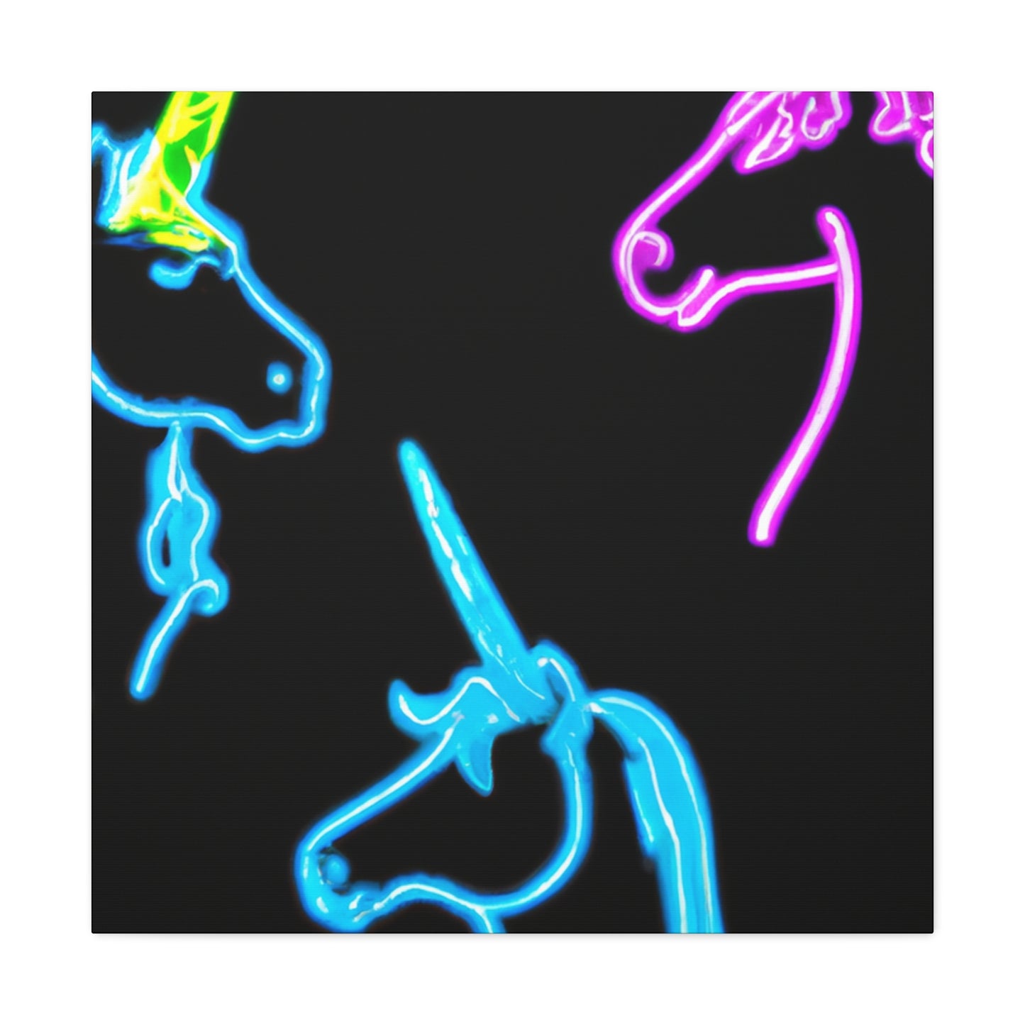 Vibrant Neon Fantasy NEON Unicorns Art Canvas