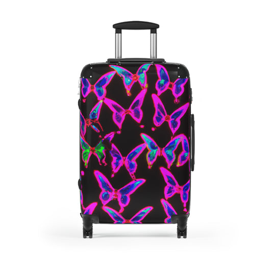 "Radiant Swarm" - Neon Butterflies  Suitcase
