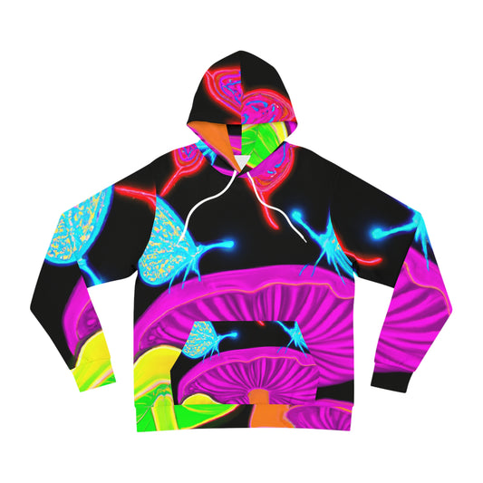 "Neon Fractal Fantasy" - Butterflies & Mushrooms AOP Hoodie