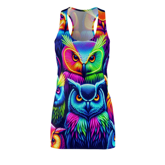 Neon Owlswirl. Neon Owls Racerback Dress