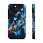 "Neon Dreamscape" Neon Butterflies and Mushrooms Premium Art Magsafe Magnet Tough IPhone 13 14 15 Pro Plus Max and Mini in Matte and Glossy Phone cases