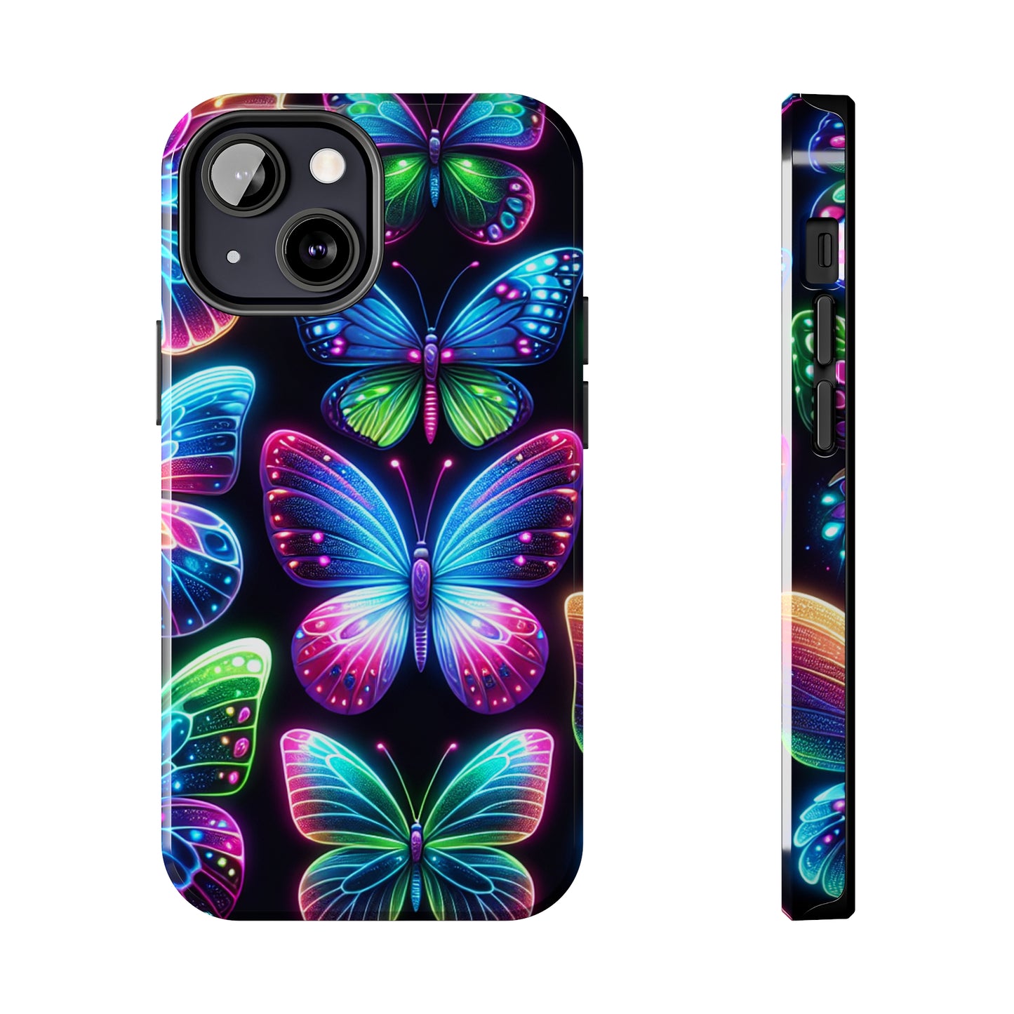 "Dance of the Neon Butterflies" NEON Butterflies Tough Phone Case Iphone 6 7 8 9 10 11 12 13 14 SE X XR XS Pro Max Mini Plus