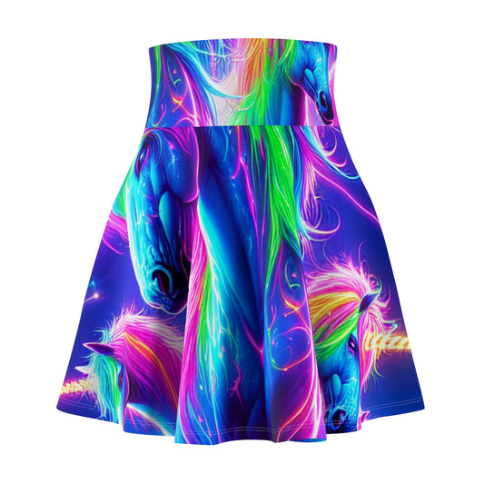"Spirited Stardust Fantasy" -NEON Unicorns Woman' Skater Skirt