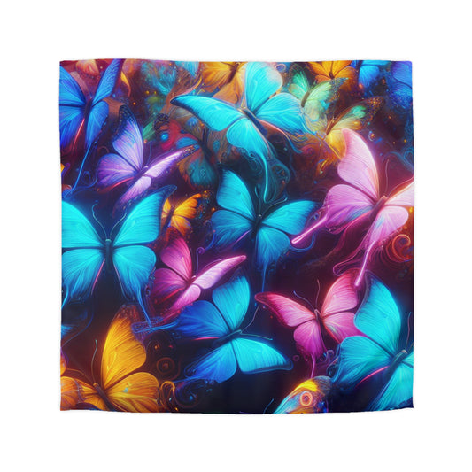 Pietro Battaglini - NEON Butterflies Microfiber Duvet Cover