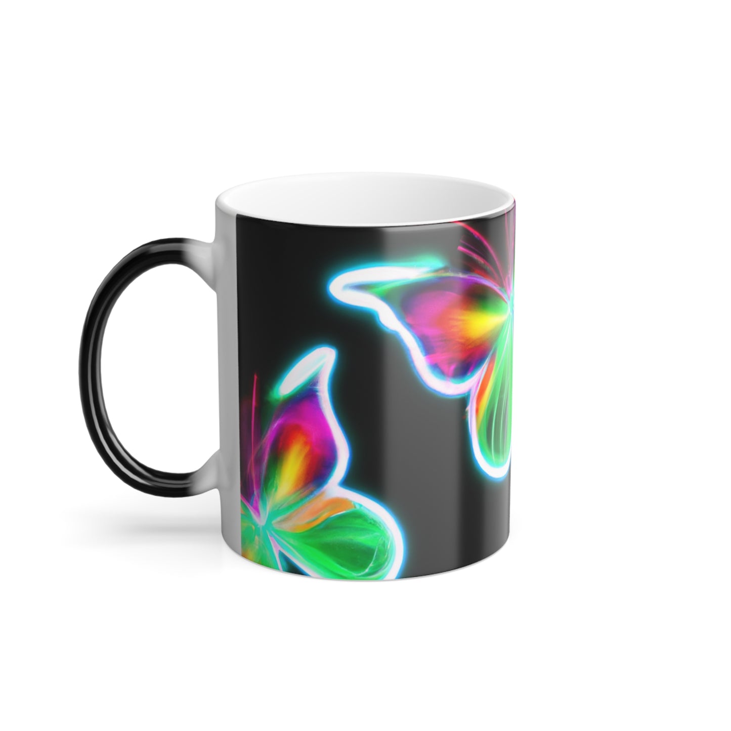 "Glowing Fauna Spectacle" Neon Butterflies 11oz Color Morphing Mug