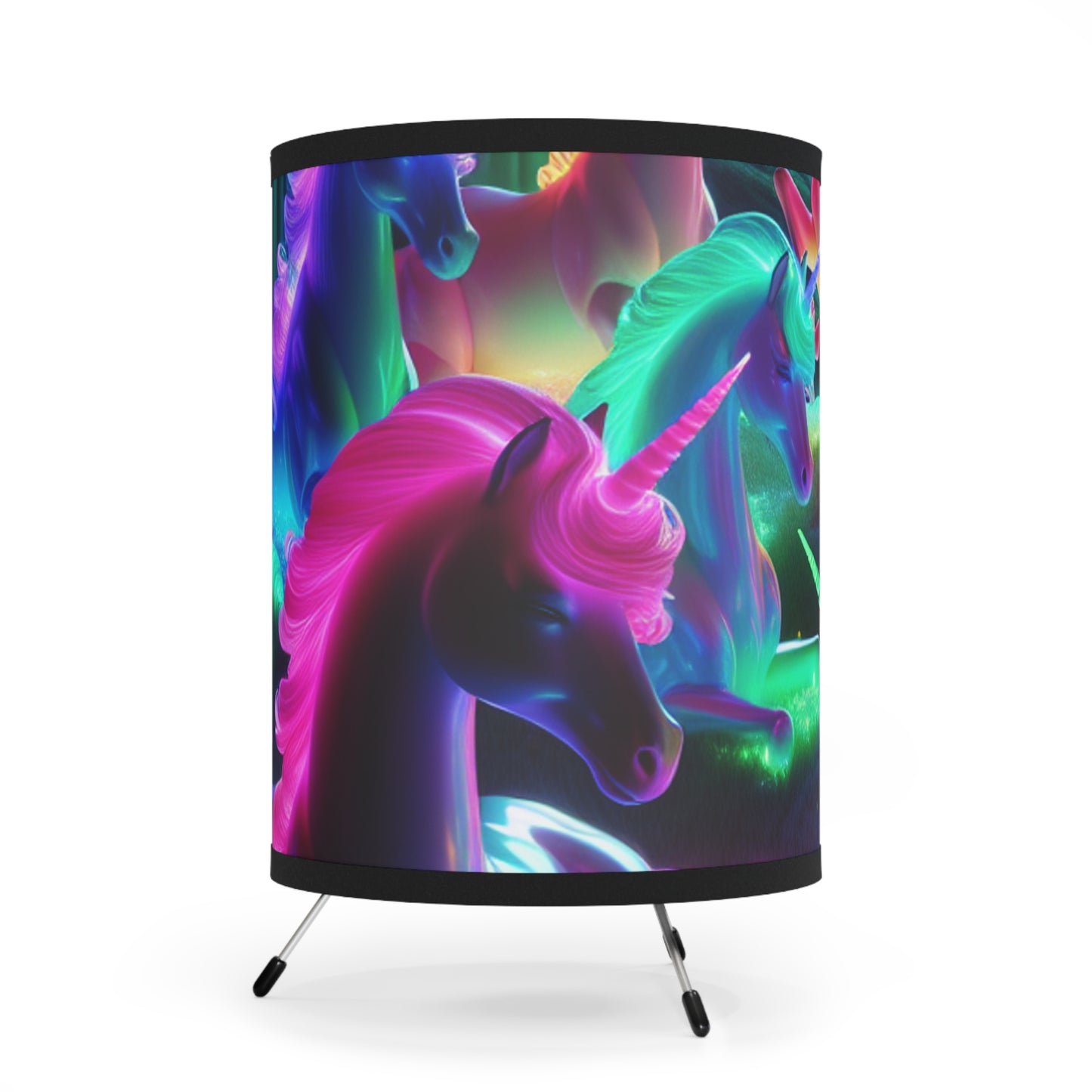 "Neon Unicorn Reception" - NEON Unicorns Art Tripod Lamp