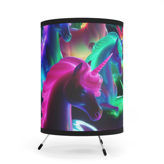 "Neon Unicorn Reception" - NEON Unicorns Art Tripod Lamp