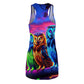 "Electric Enlightened Owls" Neon Owls Racerback Dress