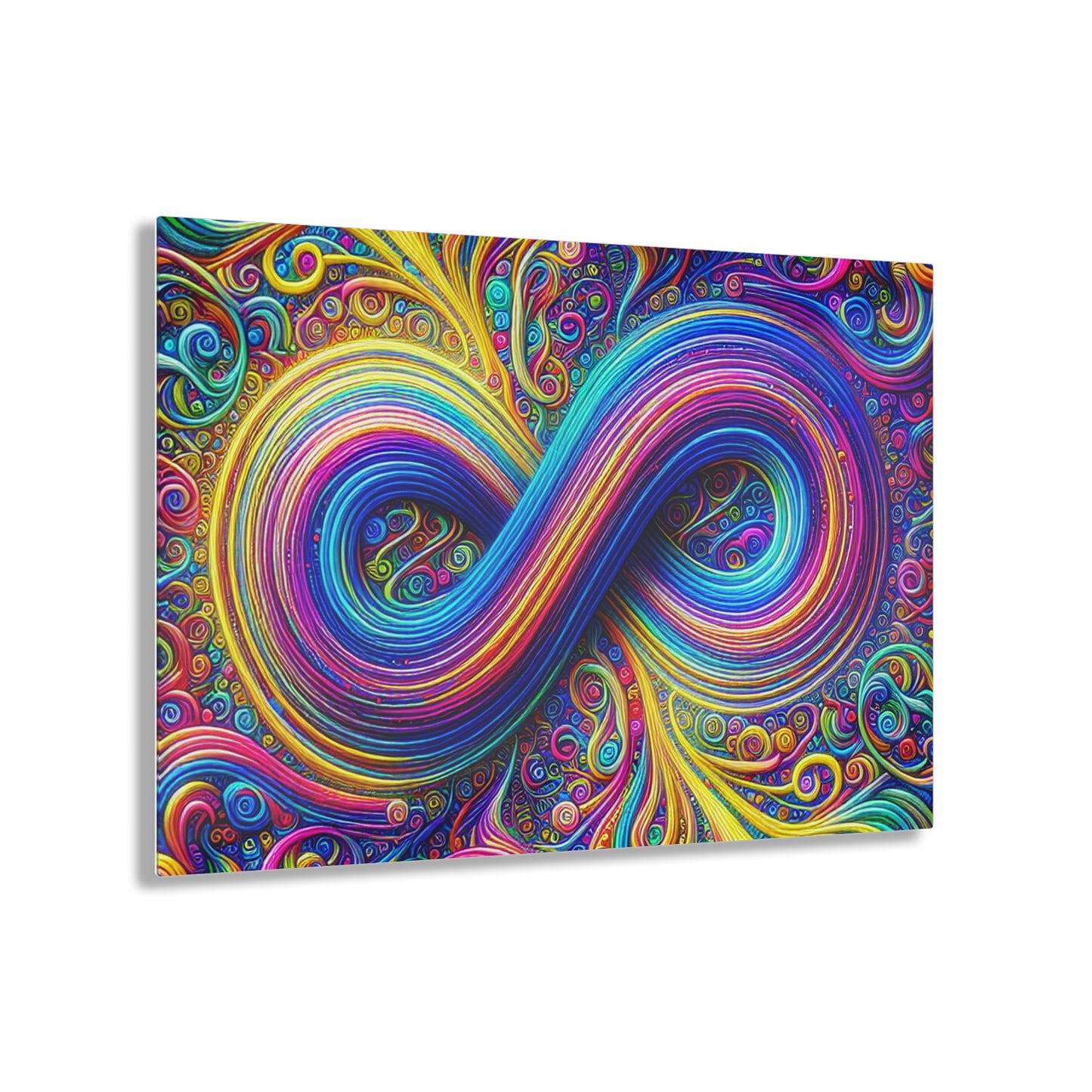 Cosmic Spirograph Symphony. Trippy infinity Pattern 1/4" Glossy Acrylic Art