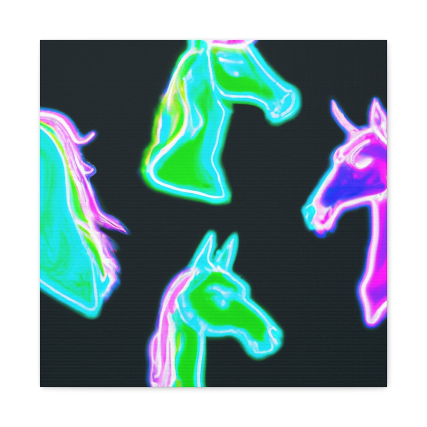 Vivid Nocturnal Unicorns. NEON Unicorns Art Canvas