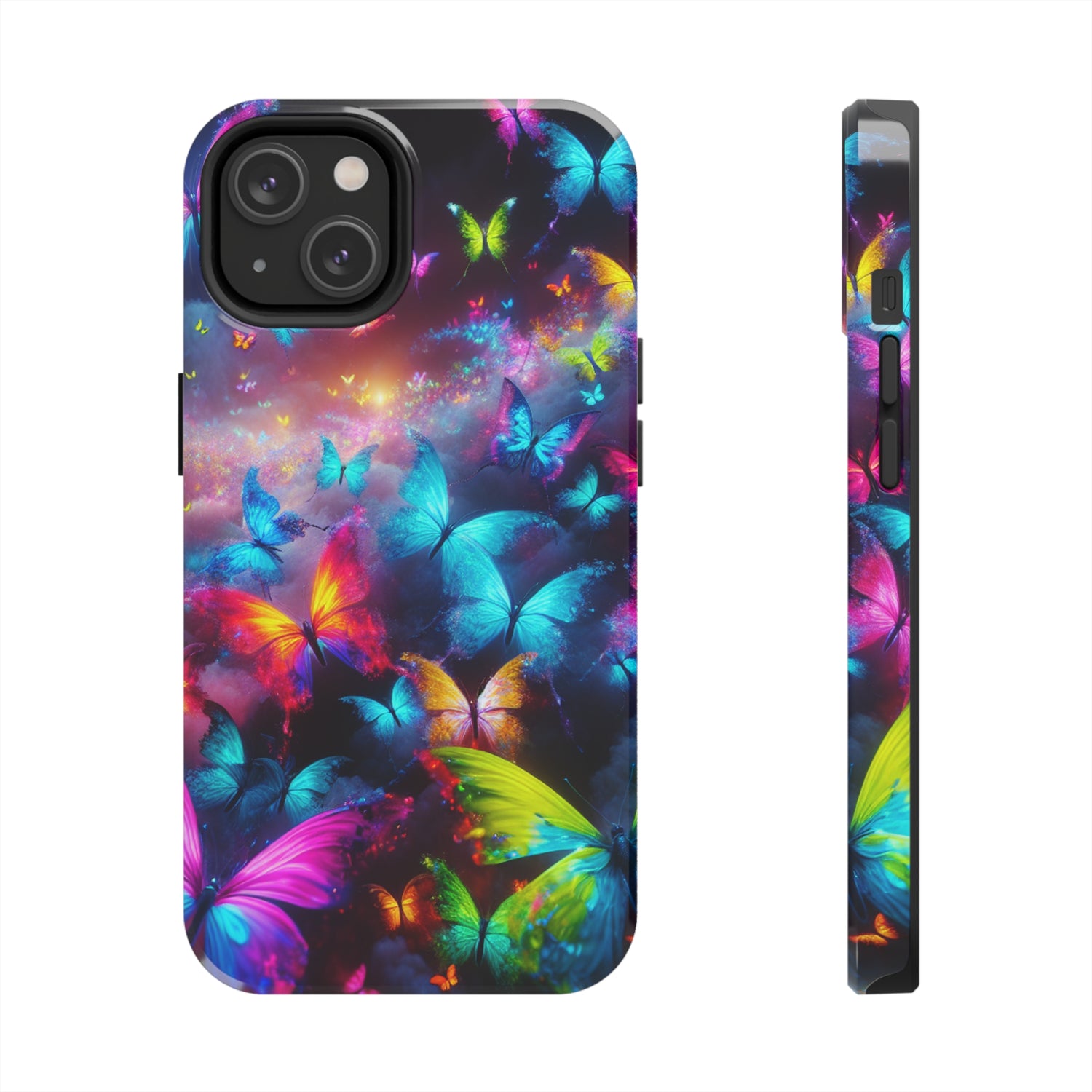 "Neon Flutterings" NEON Butterflies Tough Phone Case Iphone  7 8 9 10 11 12 13 14 SE X XR XS Pro Max Mini Plus