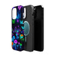 Neon Spectacle. Neon Butterflies and Mushrooms Premium Art Magsafe Magnet Tough IPhone 13 14 15 Pro Plus Max and Mini in Matte and Glossy Phone cases