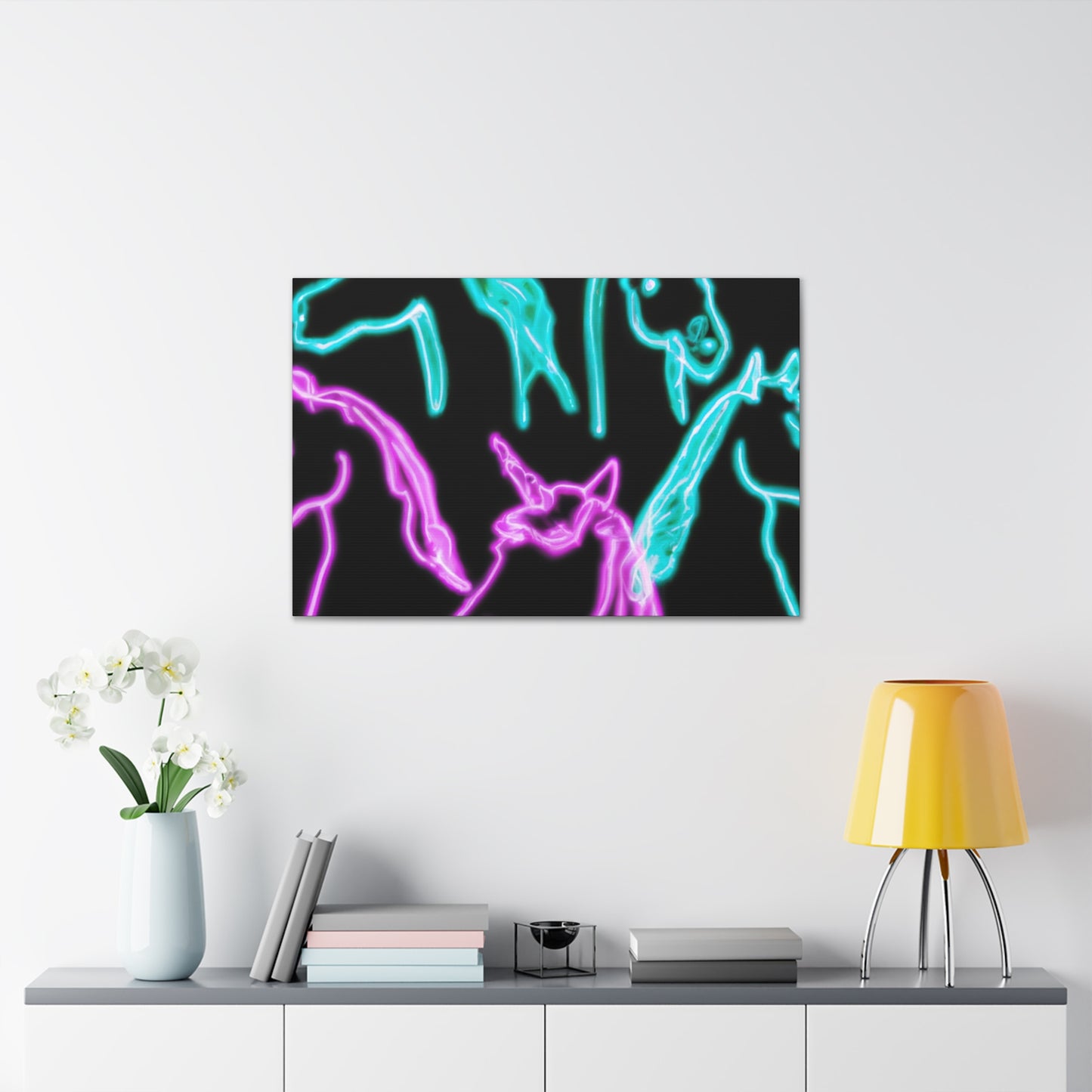 'Neon Unicorn Pod' NEON Unicorns Art Canvas
