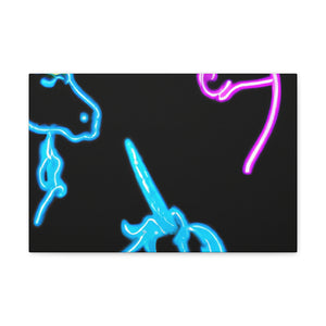 Vibrant Neon Fantasy NEON Unicorns Art Canvas