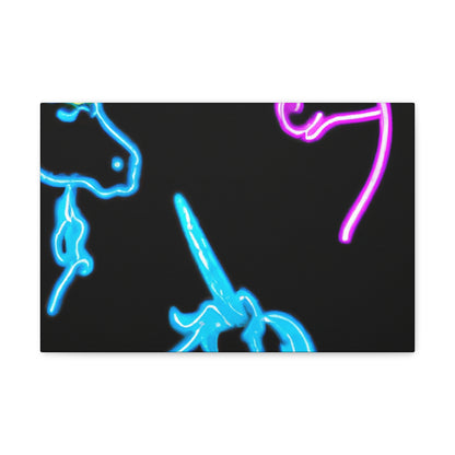 Vibrant Neon Fantasy NEON Unicorns Art Canvas