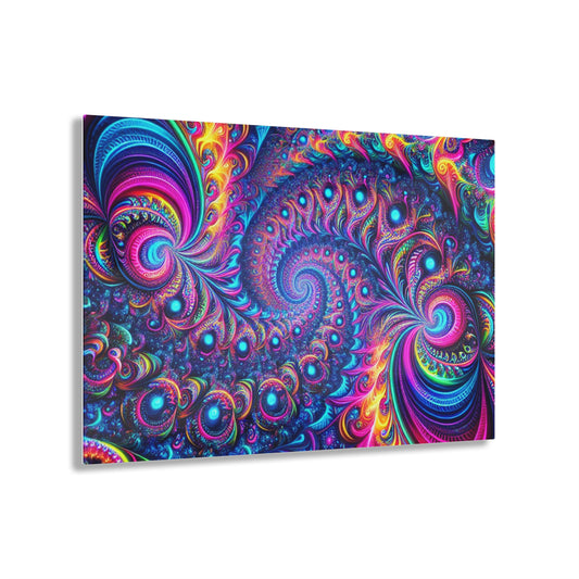 "Psychedelic Spacetime Dance" Trippy infity Pattern 1/4" Glossy Acrylic Art