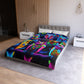 Diego de la Cruz. - NEON Owls Microfiber Duvet Cover